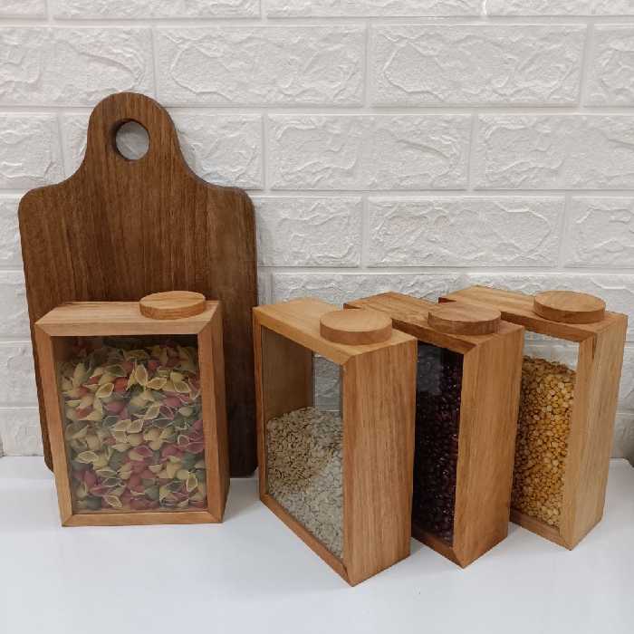 بانکه از جنس چوب و شیشه(جاحبوباتی،یک عدد)