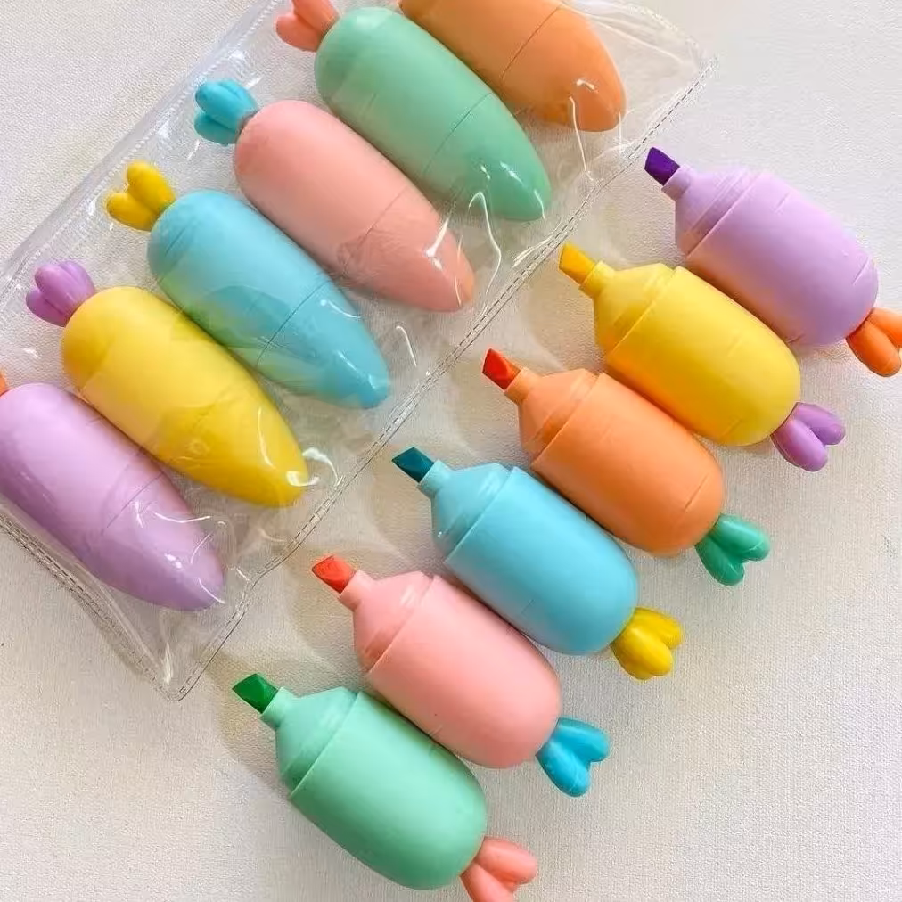 لوازم تحریر فانتزی، ماژیک هایلایت (هایلایتر) شش رنگ، طرح هویج