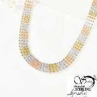 گردنبند ژوپینگ ترکیب 3رنگ طلایی سفید رزگلد کد 7242