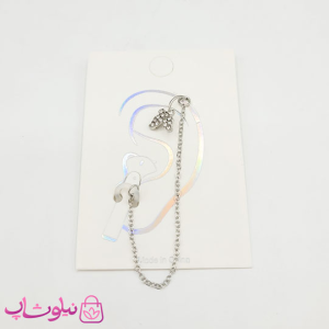 گوشواره ایرپاد مدل پروانه نگیندار سیلور