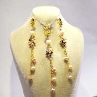 ست نقره مروارید طلایی