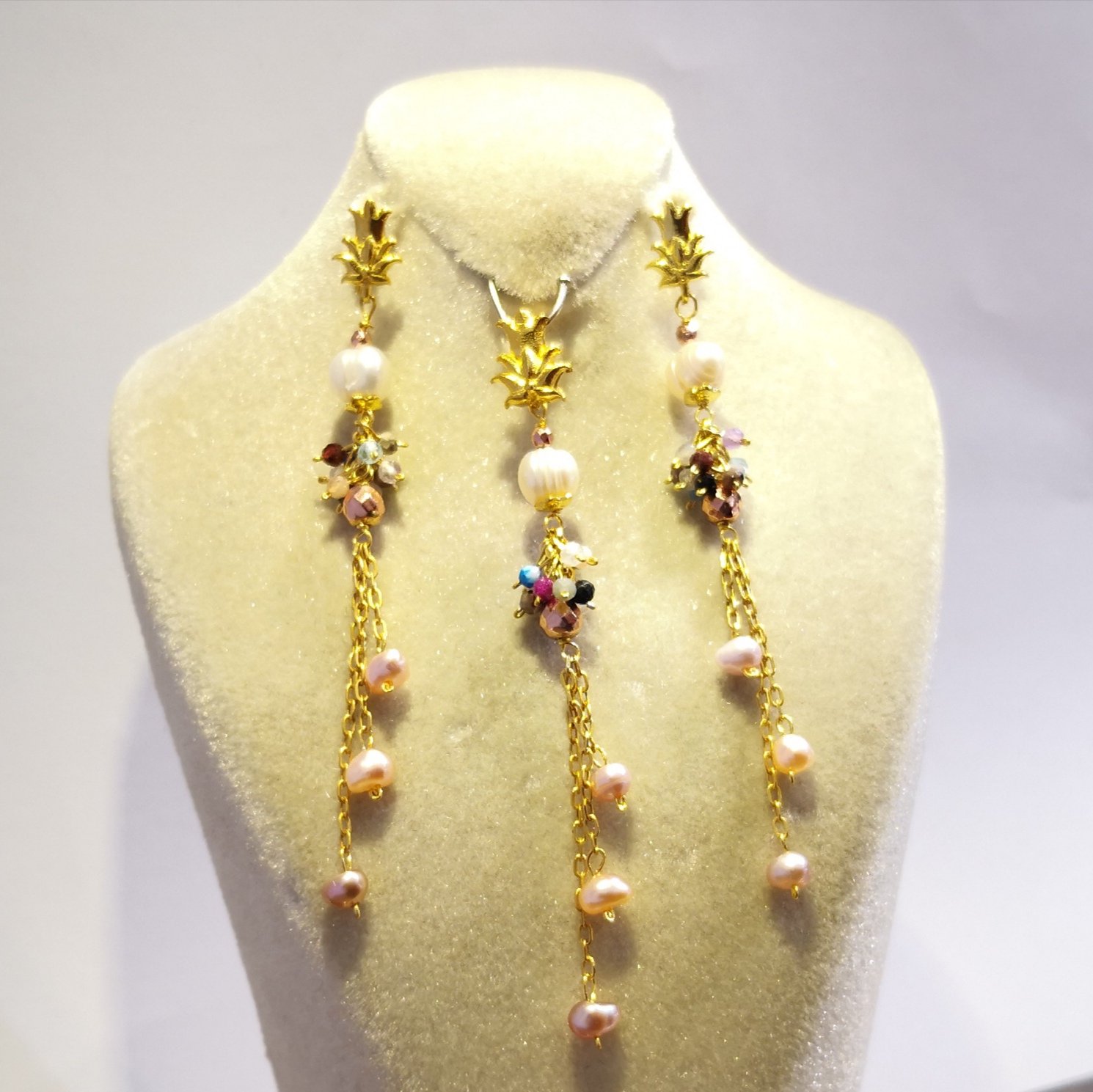 ست نقره مروارید طلایی