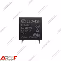 رله پکیجی HF_JZC_42F دارای 12 ولت 5 آمپر 6 پین - فروشگاه عارف الکترونیک