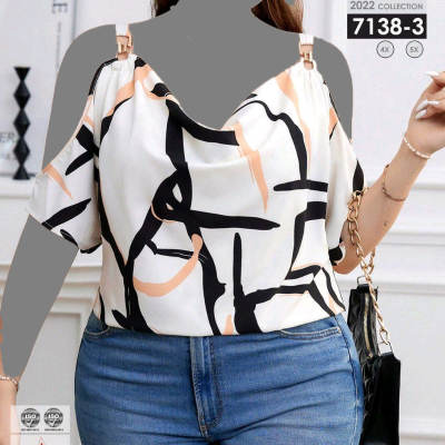 شومیز مجلسی بندی کرپ حریر بیگ سایز7138