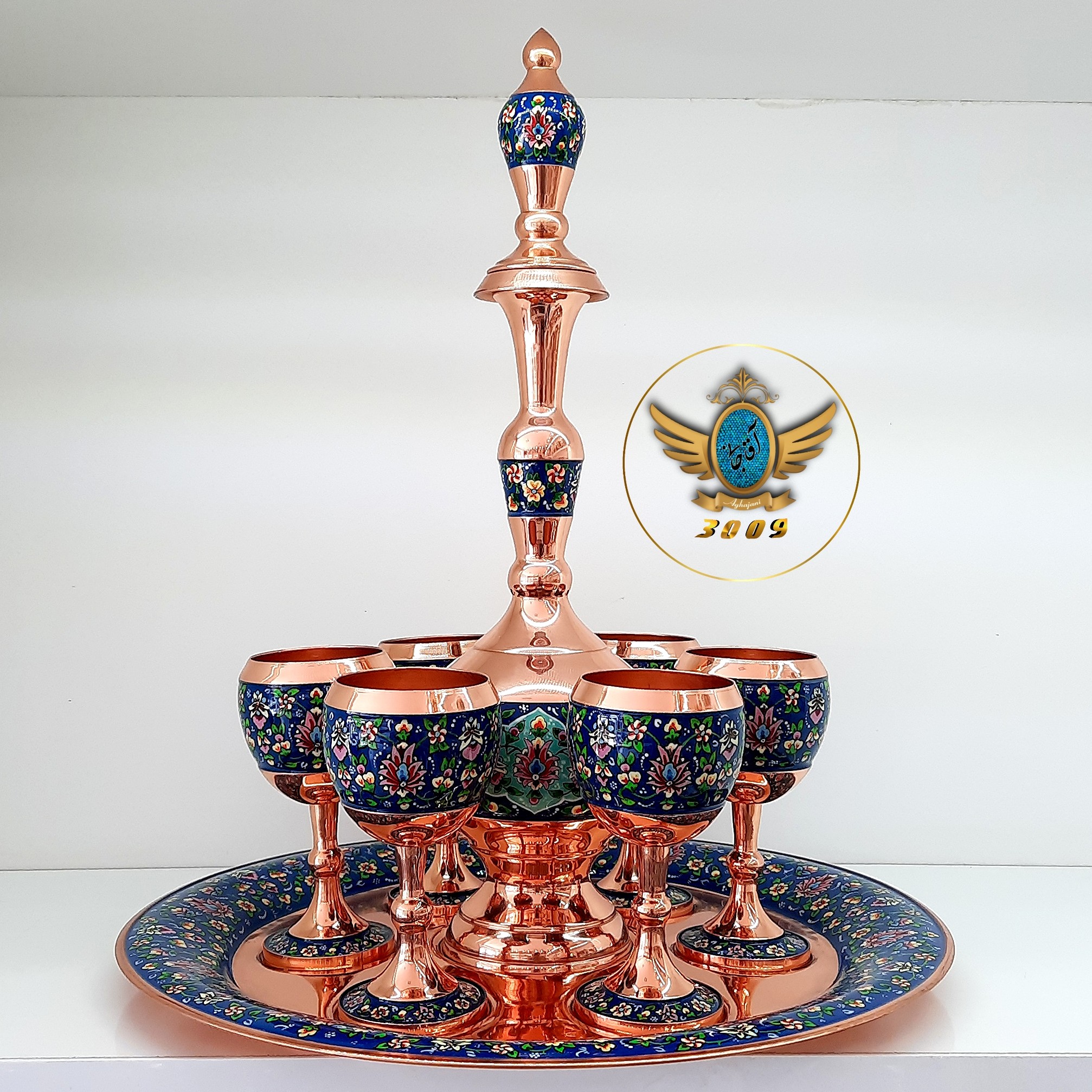 سرویس شربت خوری بزرگ مس و پرداز برند آقاجانی