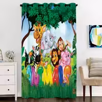 پرده پنجره مخمل پانچ کودک سایز 138 در 290 مدل C3-609 شرکت رنس