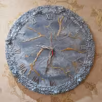 ساعت دیواری ترکیب رزین و چوب قطر 50