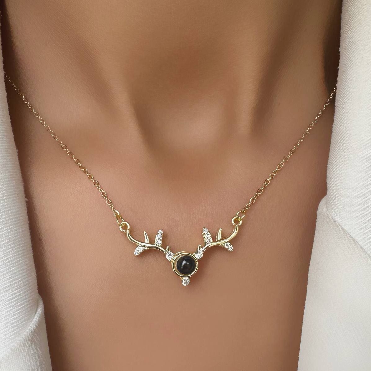 گردنبند تلسکوپی طلایی دوست دارم شاخ گوزن