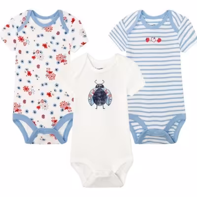 پک سه عددی بادی بچگانه برند آلمانی lupilu سایز 0تا2 ماه بادی لوپیلو