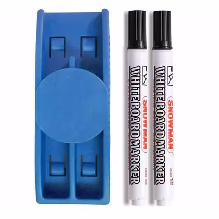 خرید تخته پاک کن جا ماژیک دار مغناطیسی با 2 عدد ماژیک وایت برد اسنومن