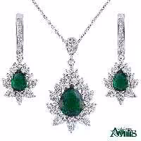 نیم ست نقره زنانه آمیتیس مدل زمرد AMT-N204