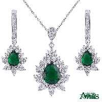 نیم ست نقره زنانه آمیتیس مدل زمرد AMT-N204