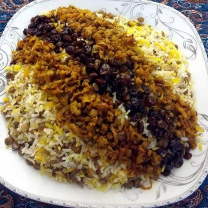 عدس پلو باگوشت چرخ کرده