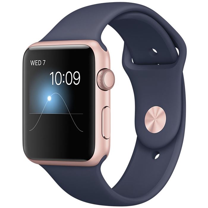 Watch Series 1 42mm Rose Gold Case with Midnight Blue Sport Band