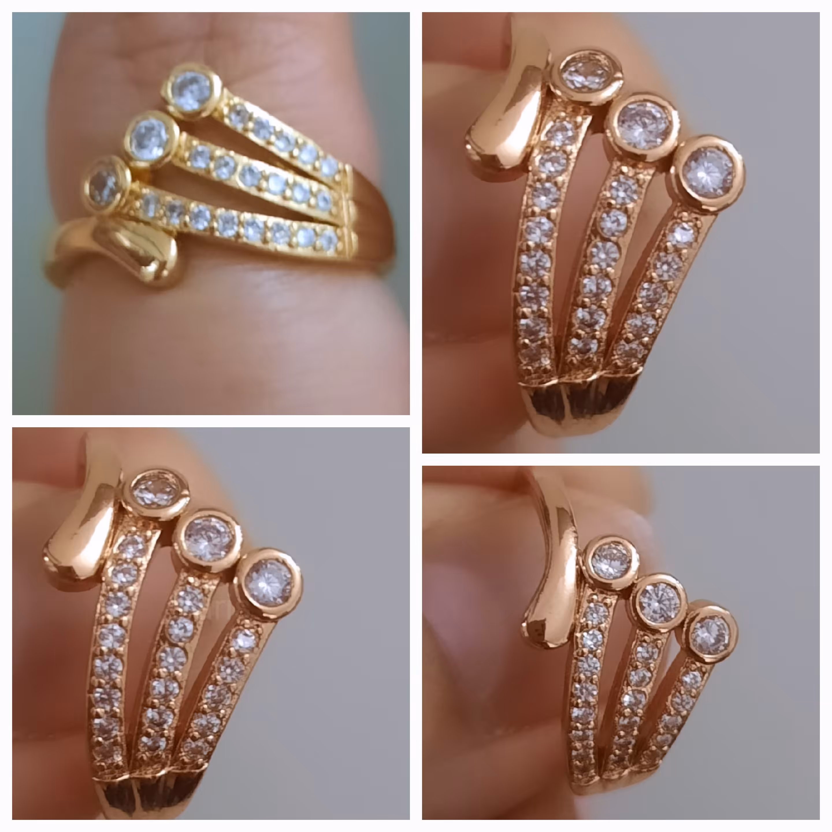 انگشتر  3 ردیفه نگینی