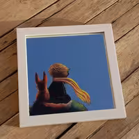 آینه آنتیک طرح ((شازده کوچولو)) با قاب سفید