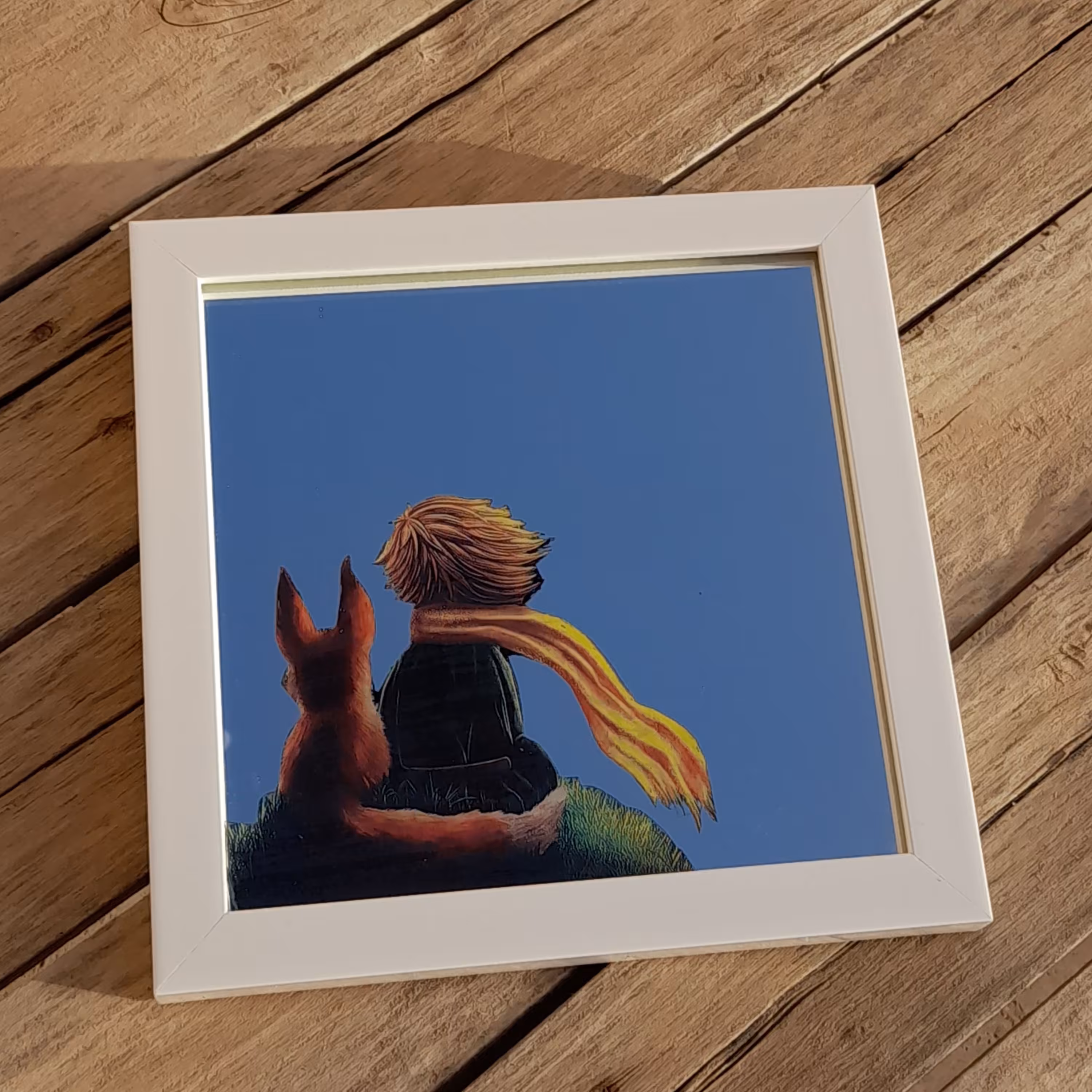 آینه آنتیک طرح ((شازده کوچولو)) با قاب سفید