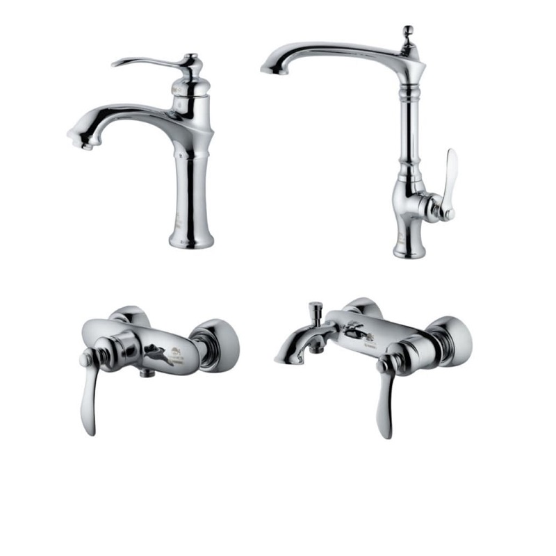 ست 4 تکه شیرآلات درخشان مدل لوتوس