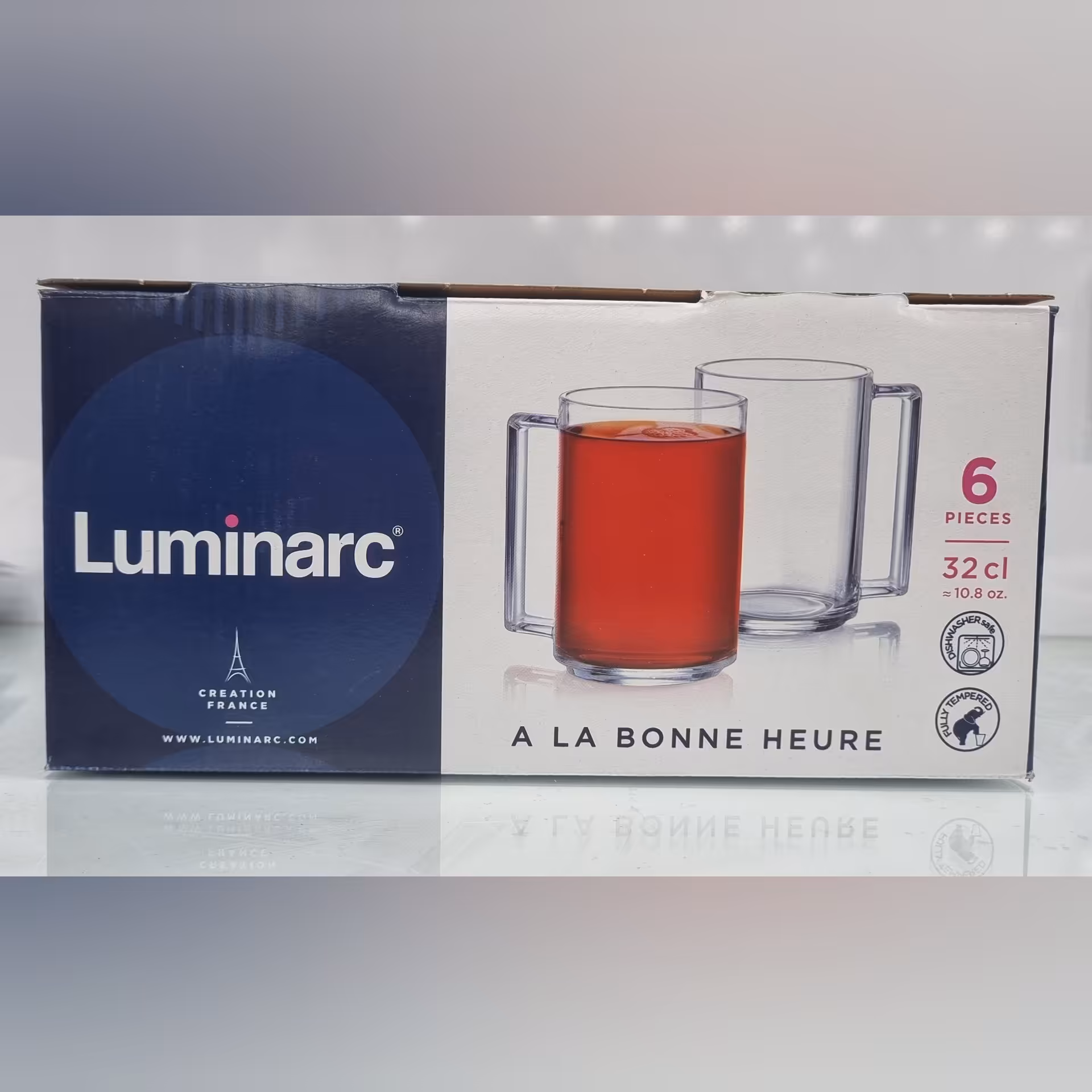 لیوان دسته دار لومینارک مدل الابونه سایز 32 شش عددی