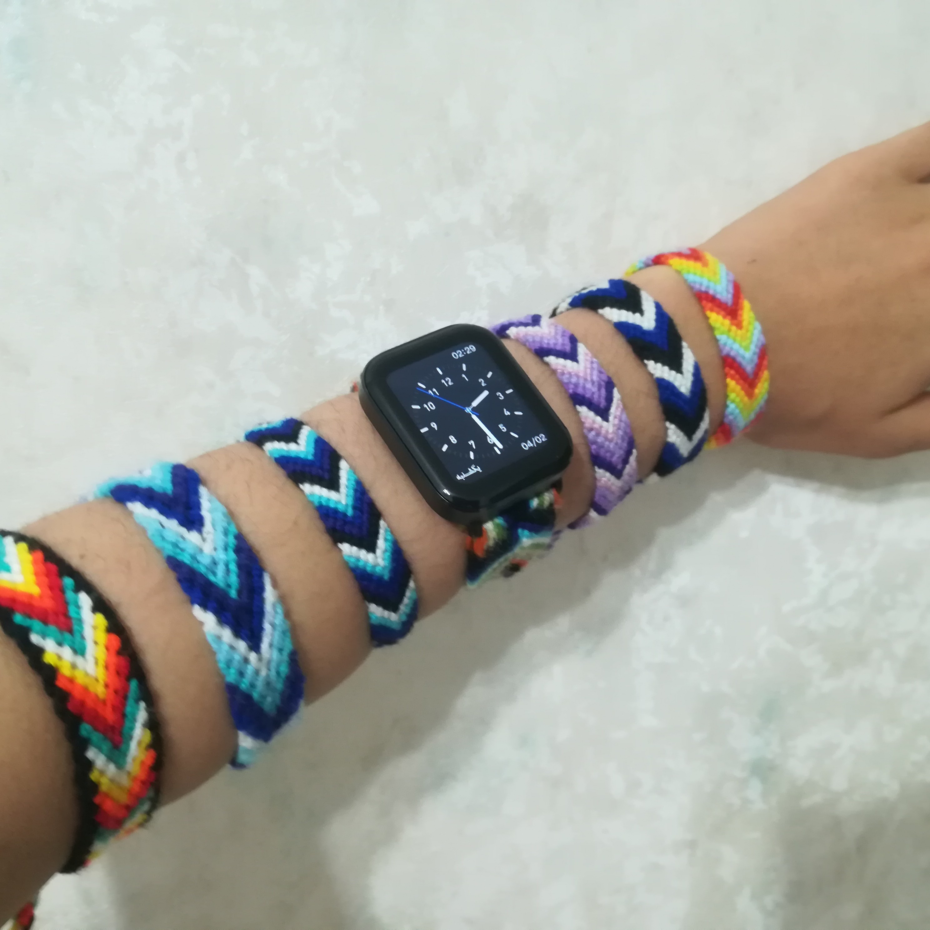 دستبند دوستی بافتنی طرح هفتی و هشتی 