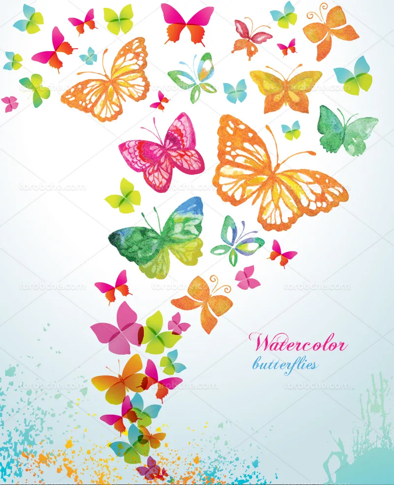 وکتور پس زمینه پروانه های رنگی | گرافیک با طعم تربچه
