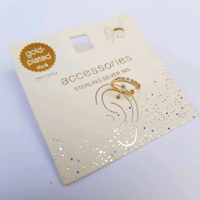 گوشواره ایرکاف نقره 925 نگین زیرکنیا اصل ، با آبکاری طلا