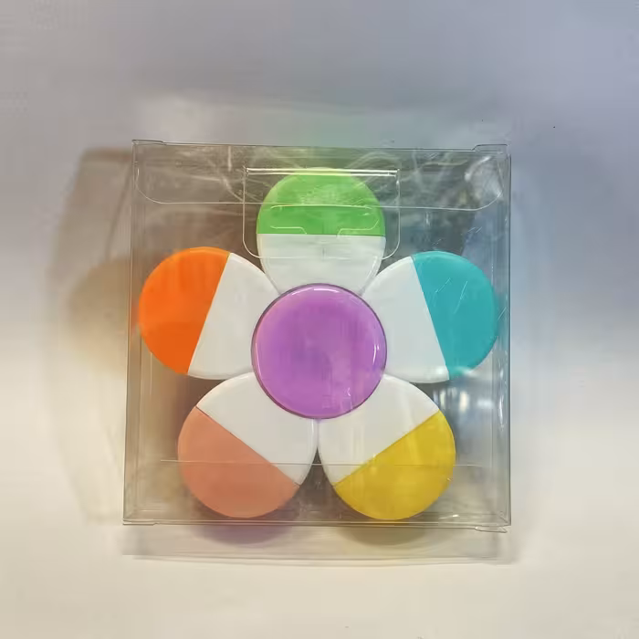 ماژیک فسفری هایلایتر اسپینری طرح گل پنج رنگ