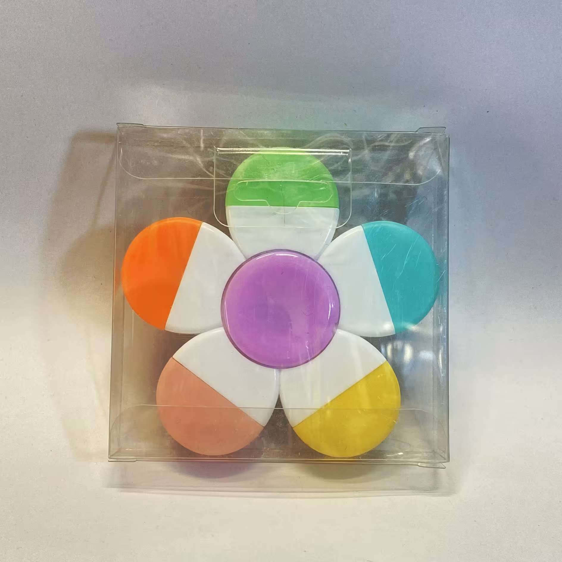 ماژیک فسفری هایلایتر اسپینری طرح گل پنج رنگ