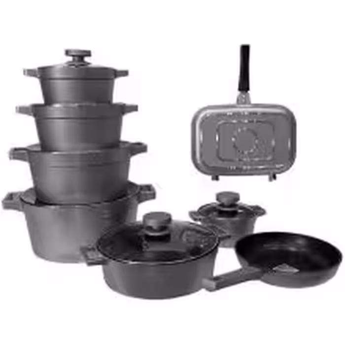 سرویس قابلمه 15 پارچه یونیک مشکی مدل دیاموند کد un-8519