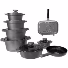 سرویس قابلمه 15 پارچه یونیک مشکی مدل دیاموند کد un-8519