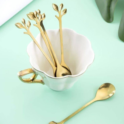 قاشق چای خوری 6تایی برگ طلایی