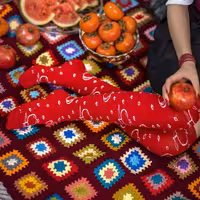 جوراب بالا زانو مدل انار قرمز