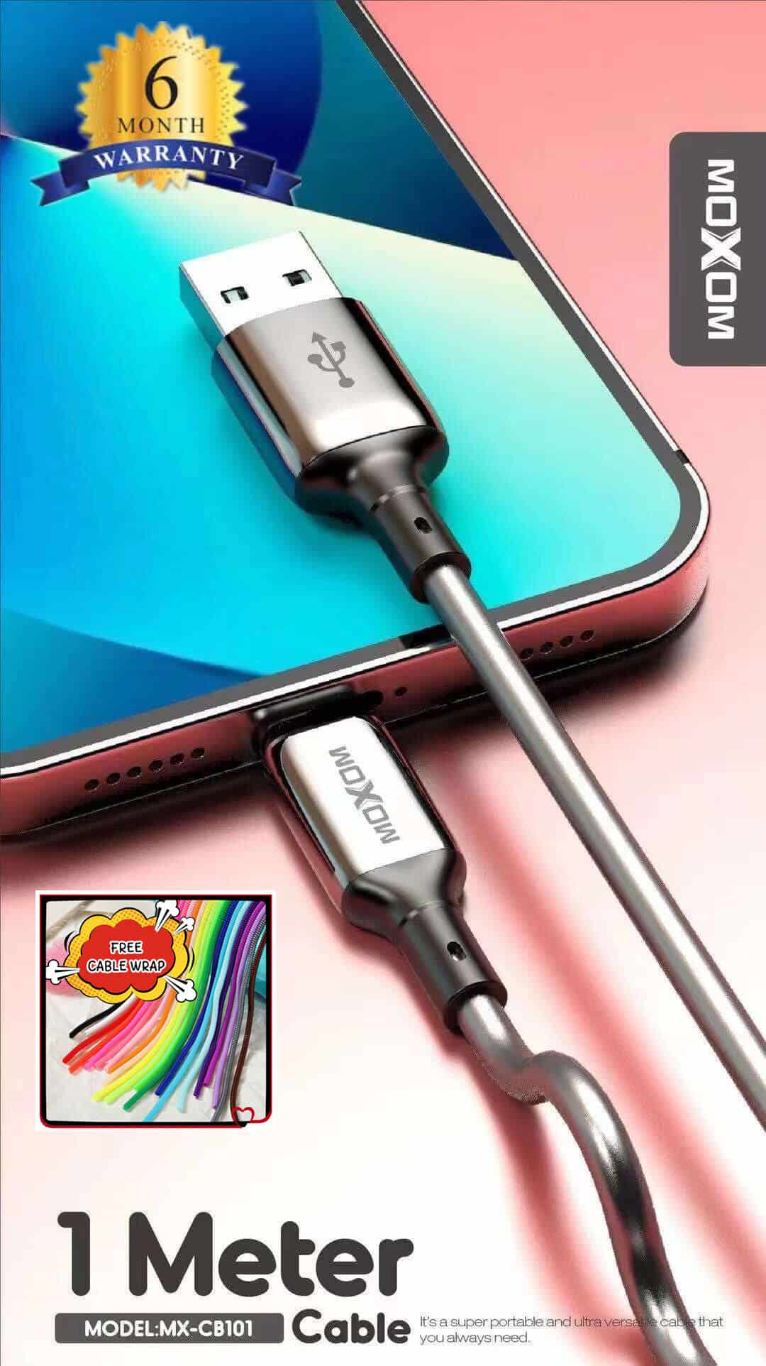 کابل شارژ type c MOXOM مدل MX-CB101 - امین 24 امانت دار اعتماد شما
