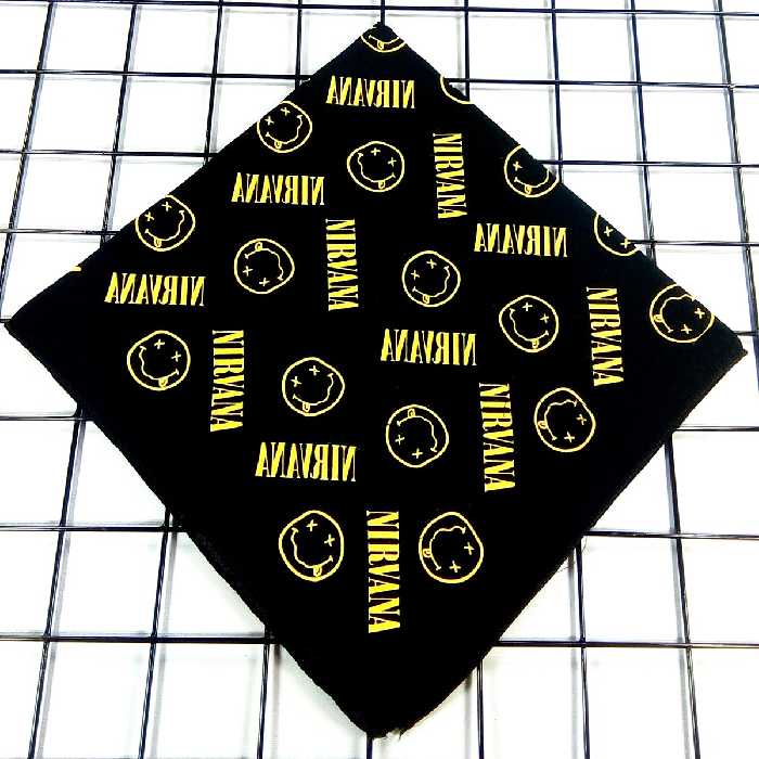 باندانا طرح NIRVANA پارچه مشکی نخ پنبه