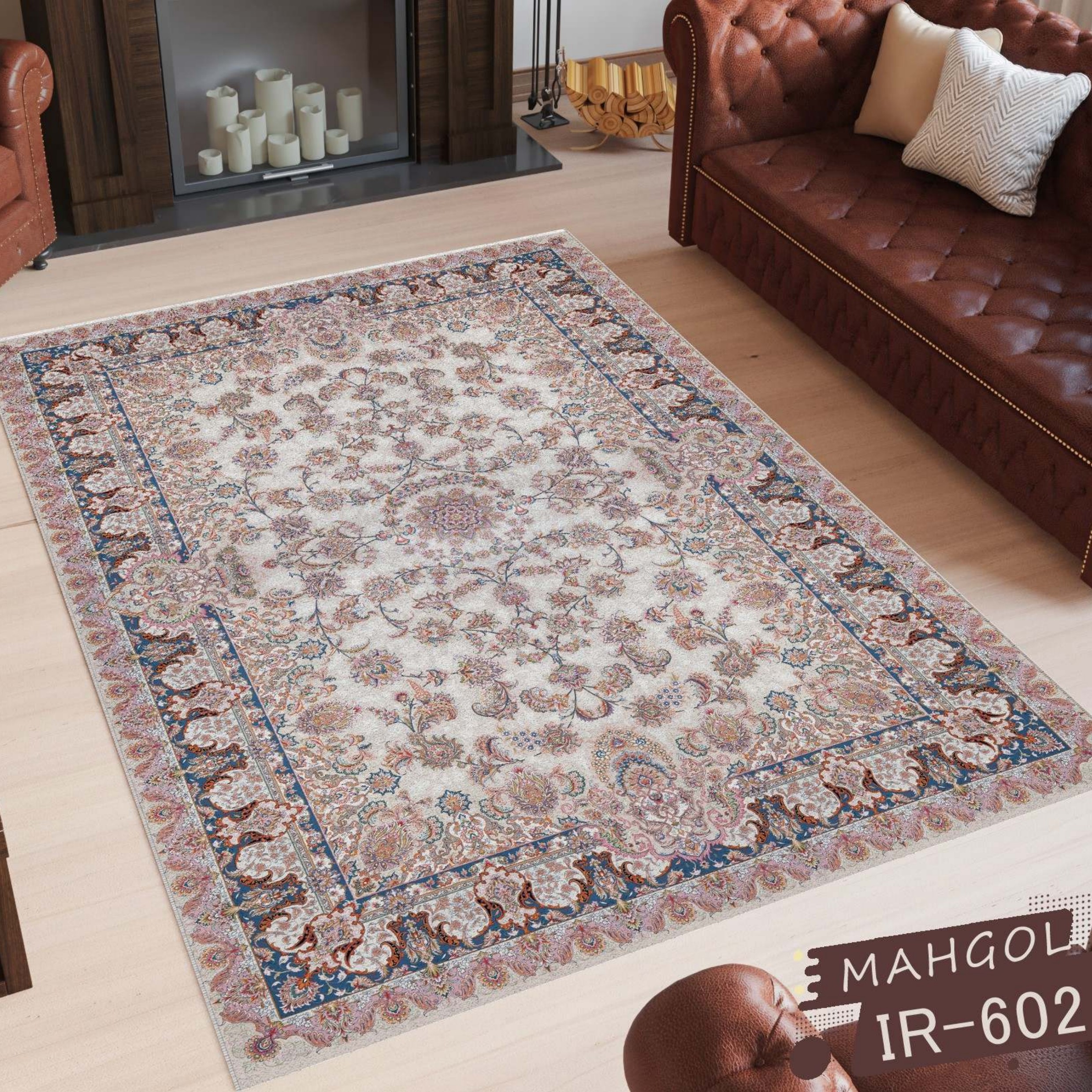 فرشینه مخمل4متری کد602 استوپ دار روحا(ماهگل)