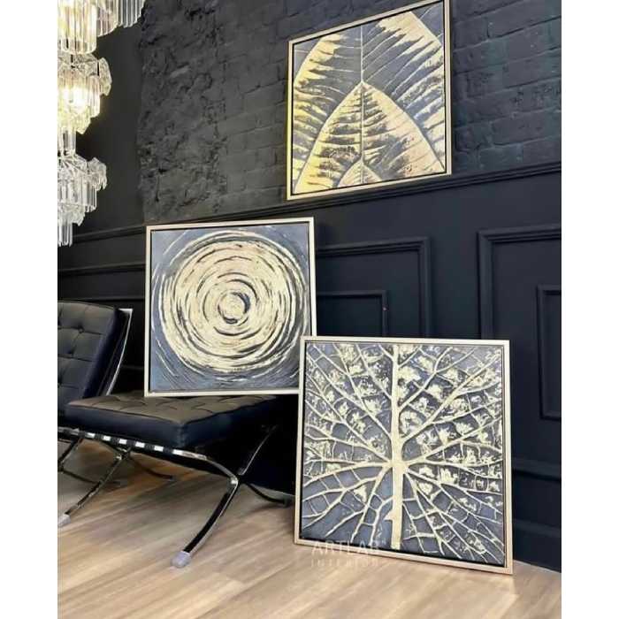 تابلو مدرن ورق طلا برجسته سه تکه  