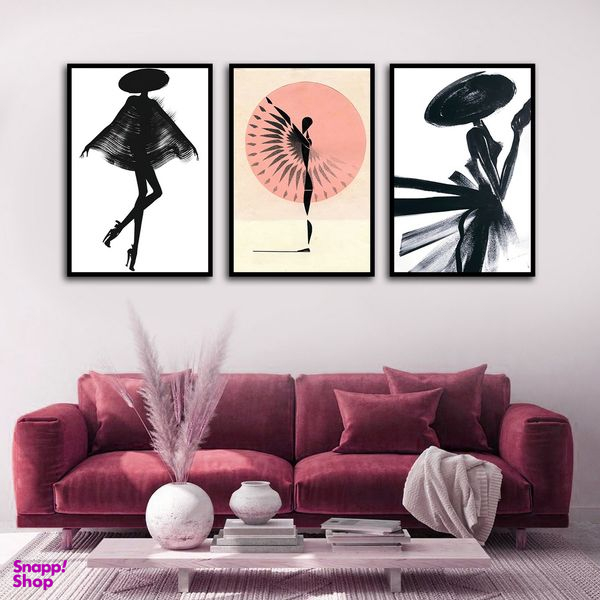 تابلو بکلیت طرح نقاشی مدرن مدل B-1695 مجموعه 3 عددی