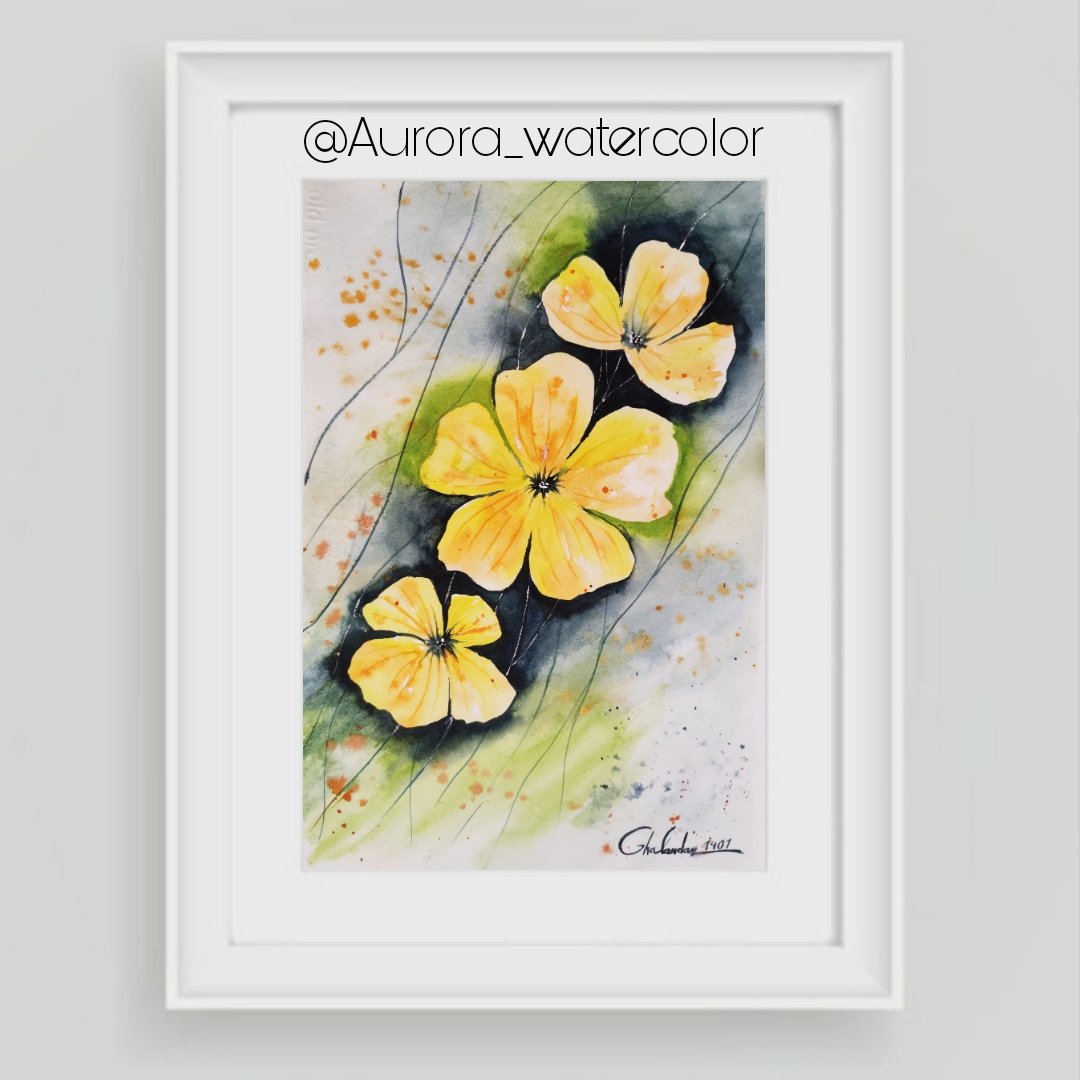 تابلو نقاشی گل های انتزاعی  تکنیک آبرنگ