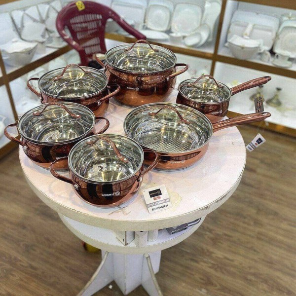 سرویس قابلمه 12پارچه استیل مسی کرکماز