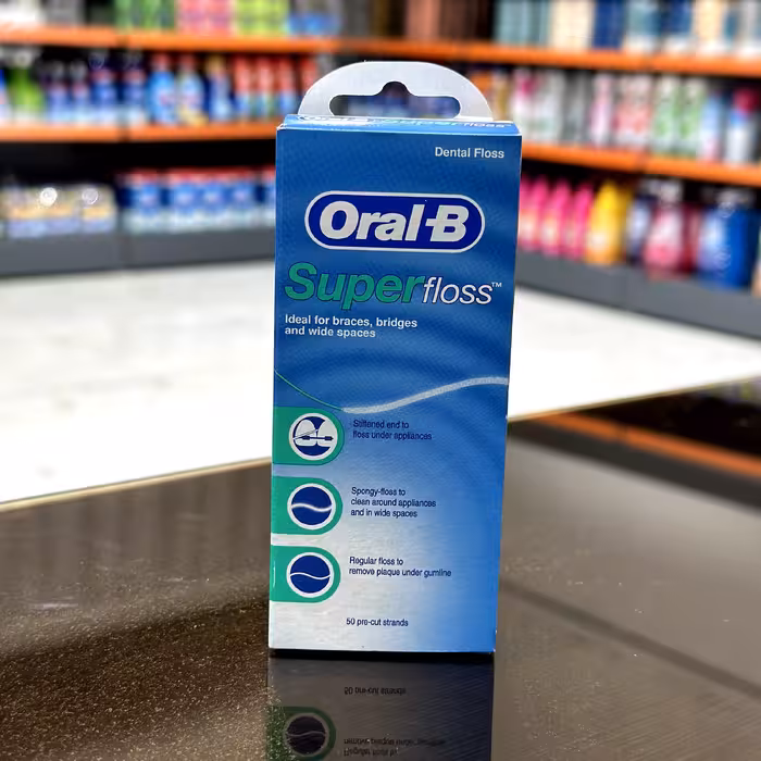 نخ دندان  اورال بی مدل super floss مخصوص دندان های ارتودنسی