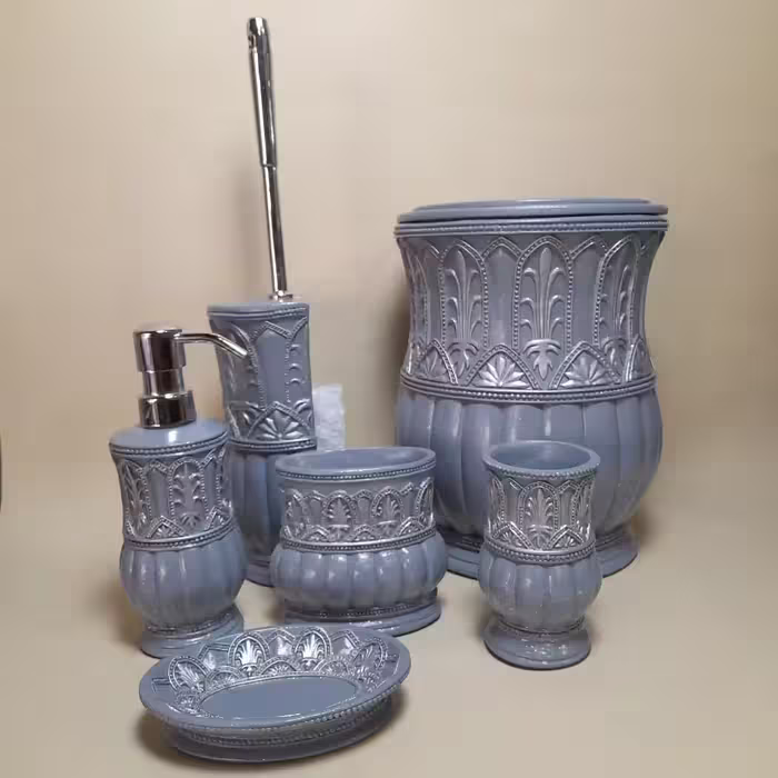 ست سرویس بهداشتی مدل تاج رنگ طوسی
