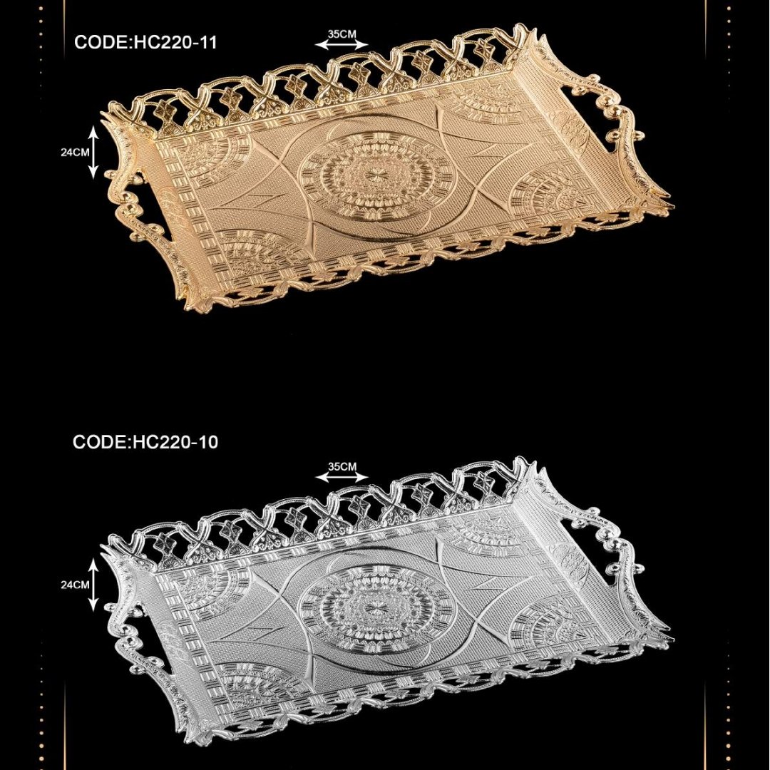 سینی فلزی طلایی ونقره ای AS220