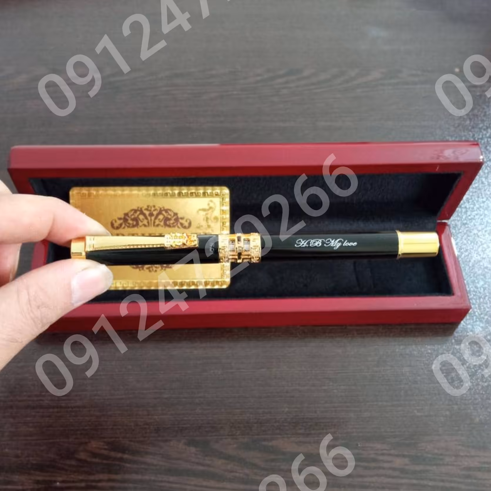 روانویس روکش طلا 24عیار طرح اژدها با حک اسم رایگان به همراه شناسنامه و جعبه چوبی