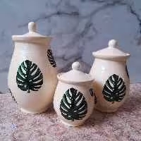 پاسماوری دستساز سفالی طرح برگ انجیری