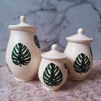 پاسماوری دستساز سفالی طرح برگ انجیری