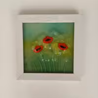 تابلو شیشه ای شعر دستساز شقایق ها با قاب سفید از مجموعه بهاری