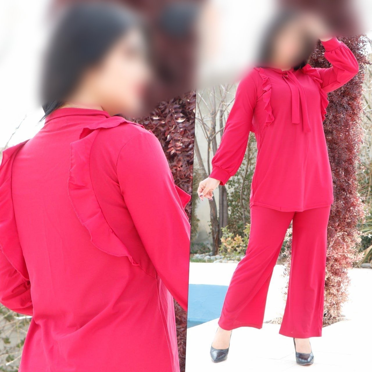 ست تونیک و شلوار کراواتی ساده زنانه