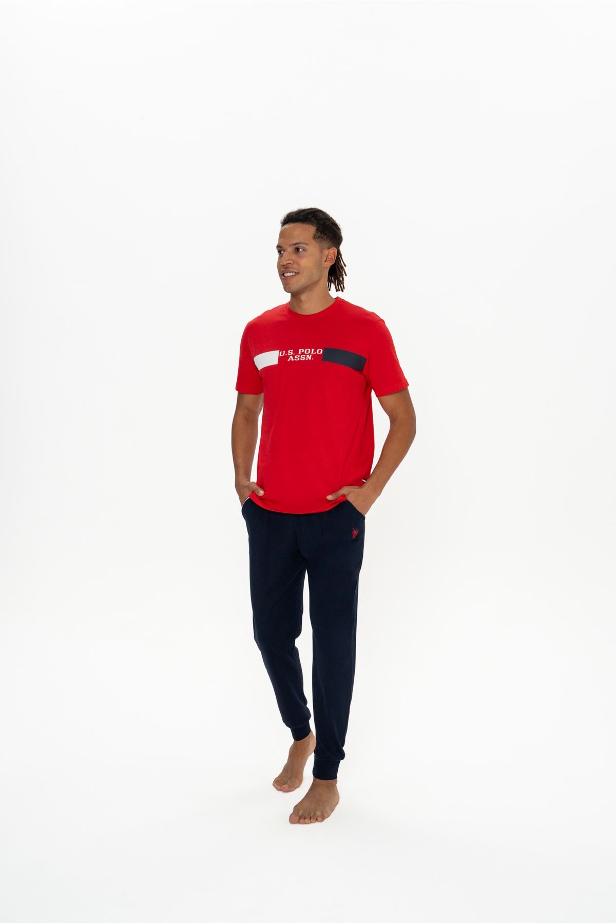 ست پیژامه قرمز مردانه مجموعه لباس خواب U.S. Polo Assn.