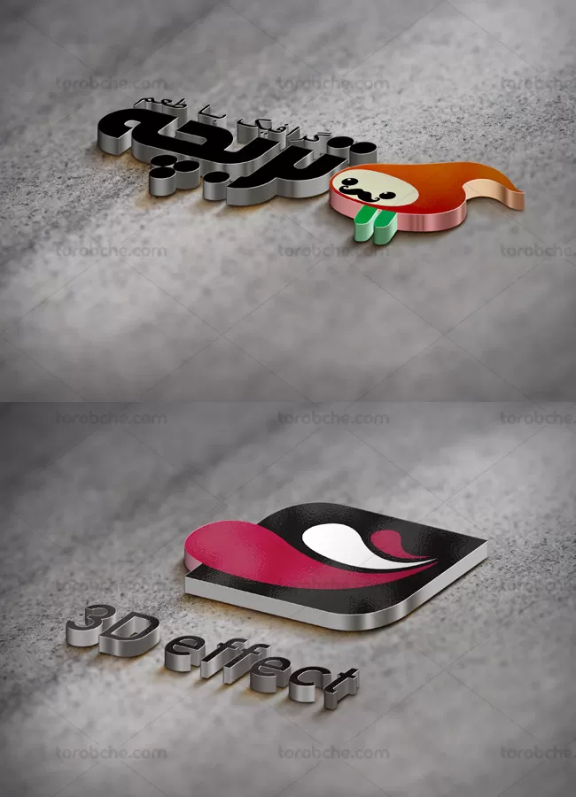 طرح لایه باز موکاپ لوگوی فلزی - گرافیک با طعم تربچه