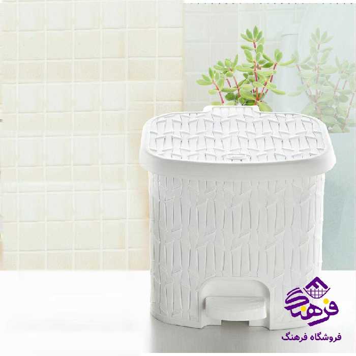 سطل چهار گوش پدالی 3 لیتر طرح بامبو لیمون